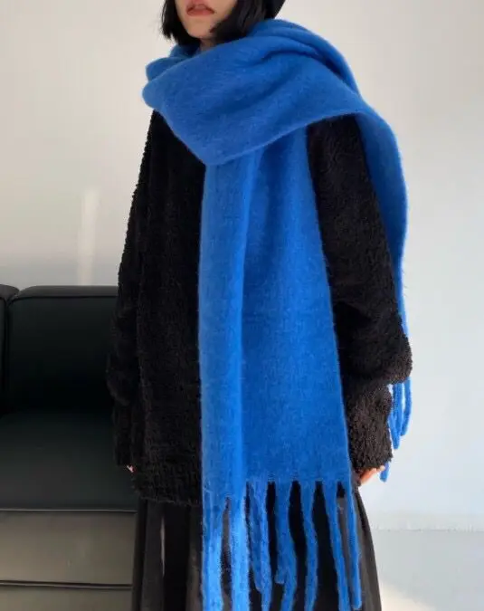 Fashion Solid Cashmere Warm Scarf New Design Pashmina Winter Double Side Diffrent Color Shawl Wraps Bufanda with Tassel Blanket