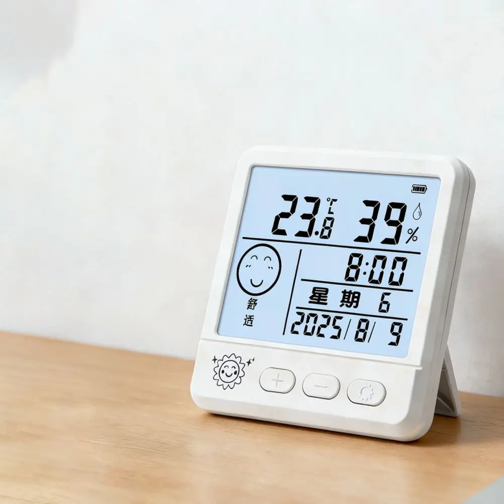 Precision Digital Climate Monitor Temperature Humidity Gauge Alarm Clock Magnetic Backing Wall Mount For House Apartment