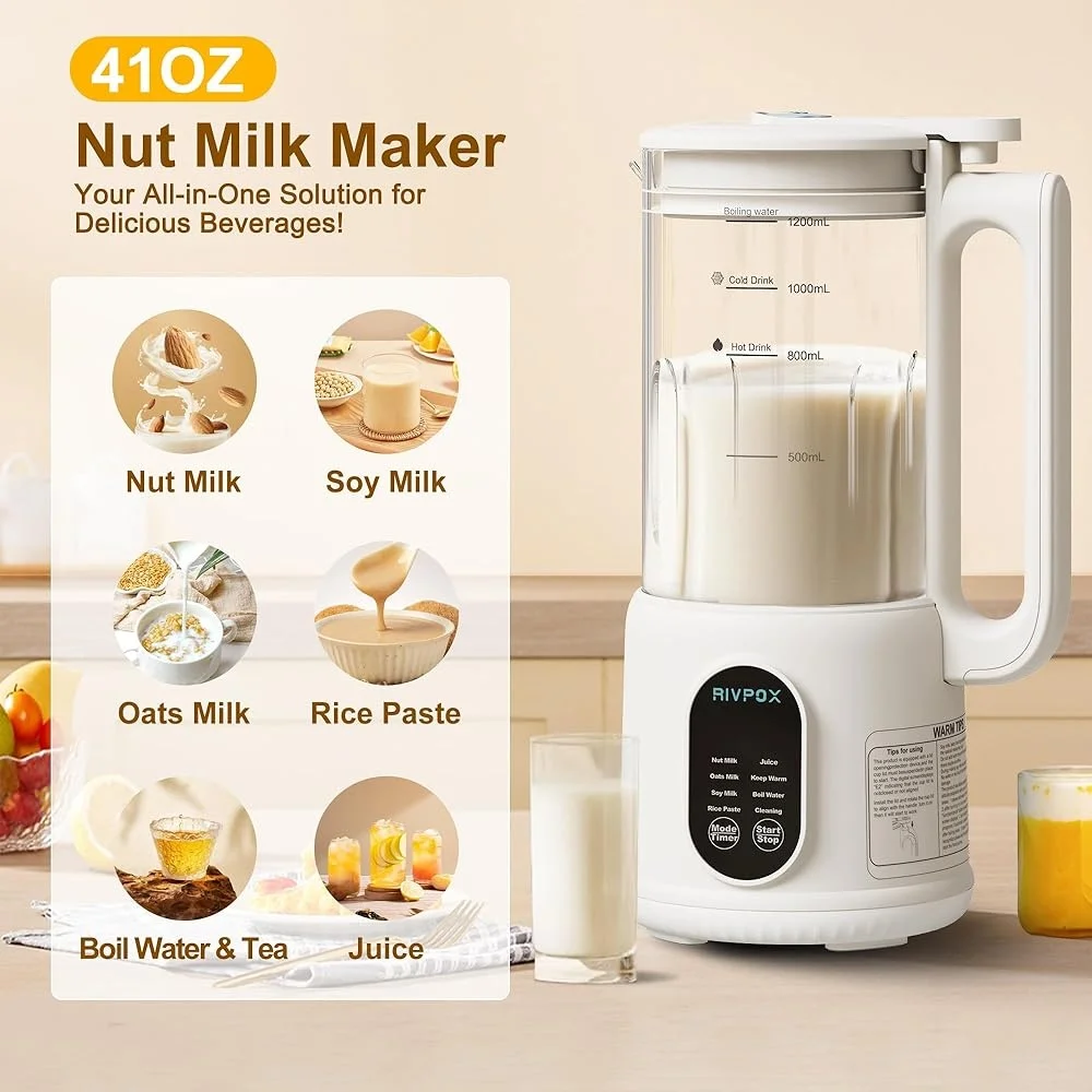 Machine automatique de lait de noix 8 en 1, mélangeur de jus de lait d'avoine, d'amande et de soja, autonettoyant, Programmable, garde au chaud, Portable