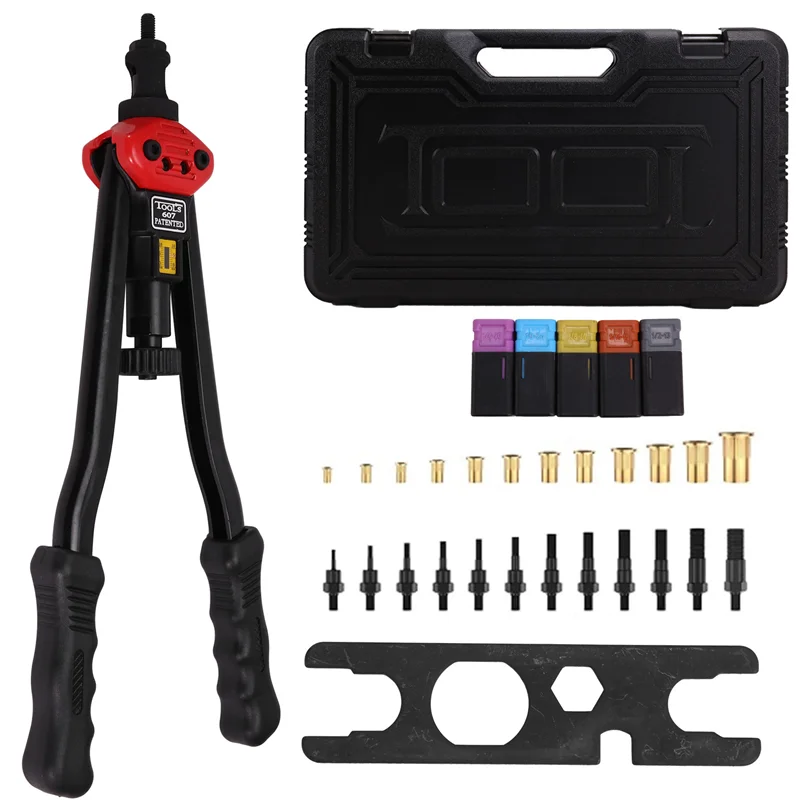 ABLU-Rivet Nut Tool 16-Inch Rivnut Tool Kit With 11 Metric&SAE Mandrels 176Pcs Rivet Nut Assortment Kit&Rugged Carrying Case