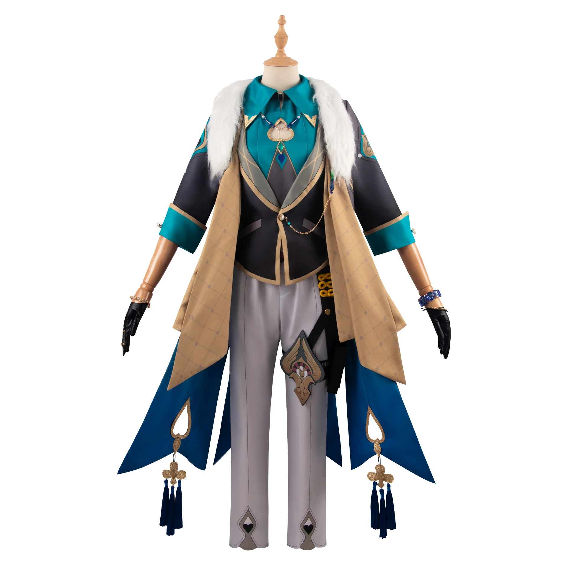 Costume de Cosplay du Jeu Aventurine de Honkai Star Rail, Ensemble Complet avec Perruque et Accessoires de Montre, Vêtements de Carnaval et d'Halloween pour Homme