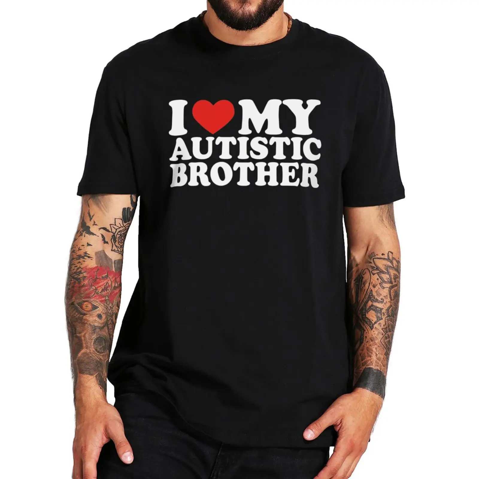 I Love My Autistic Brother I Heart My Sister T Shirt Humor Autism Gift Y2k T-shirts For Men Women 100% Cotton Soft  Tee Tops