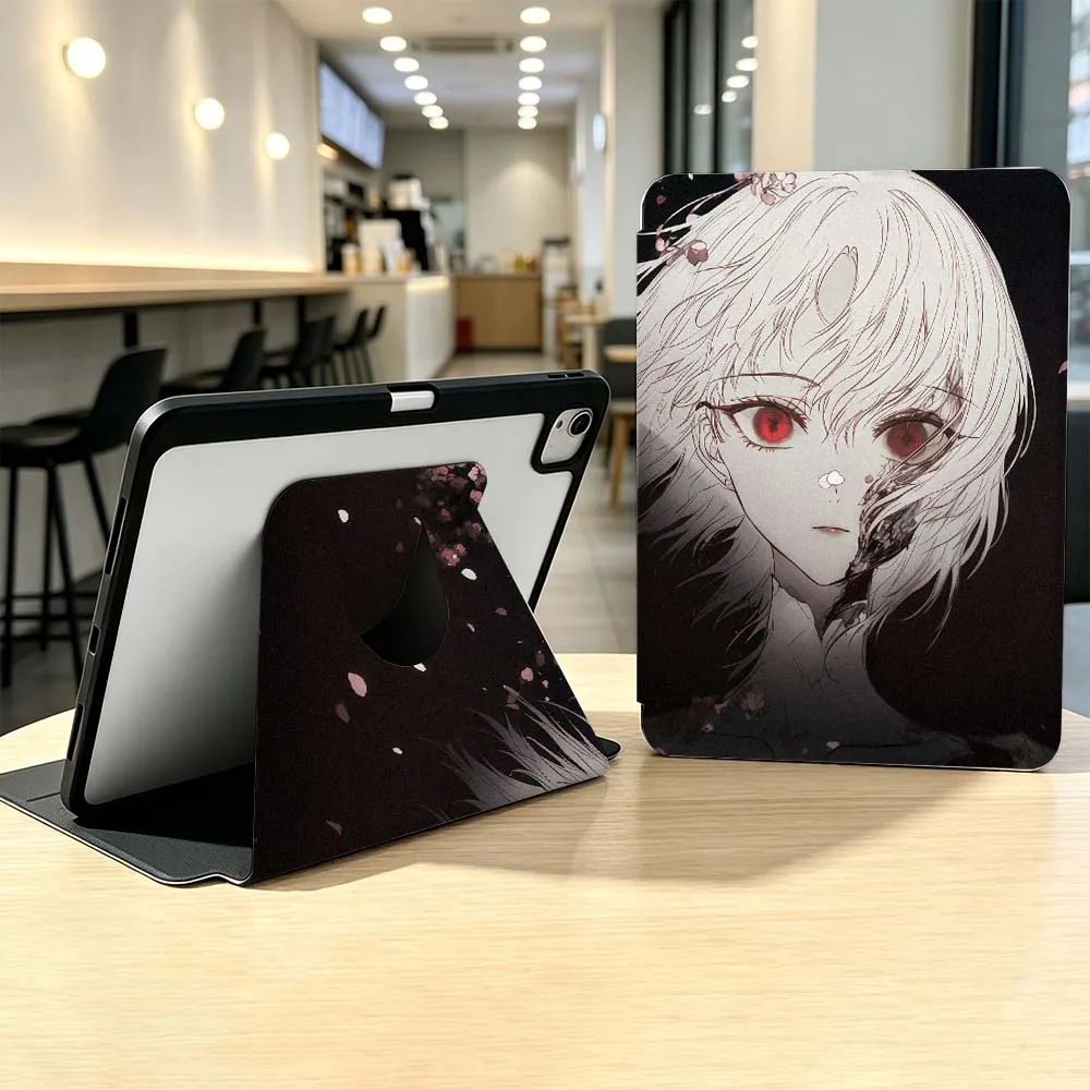 Anime Flower Girl For Samsung Galaxy Tab A7 A8 A9 A11 S6 S7 S8 S9 S10 S11 FE Plus 360° Rotation Pen slot Tablet Case