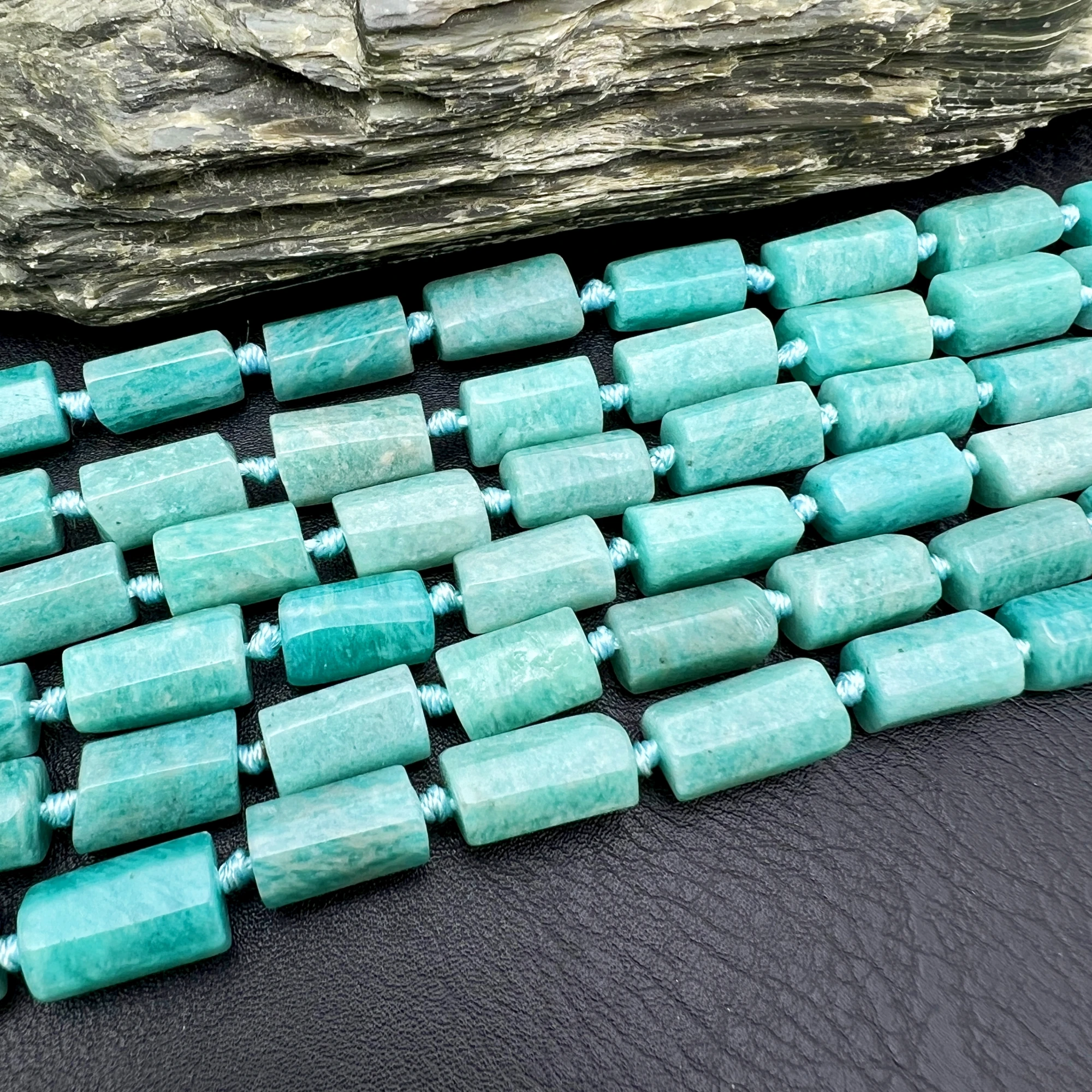 2Strands Natural Stone Amazonite Tube Beads For DIY Jewelry Making MY250919