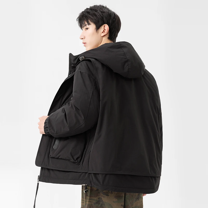 Men's Winter Puffer Jacket Thickened White Duck down Hooded Mountain Series Warm Couple's Outerwear Loosely Fit Chinese Brand