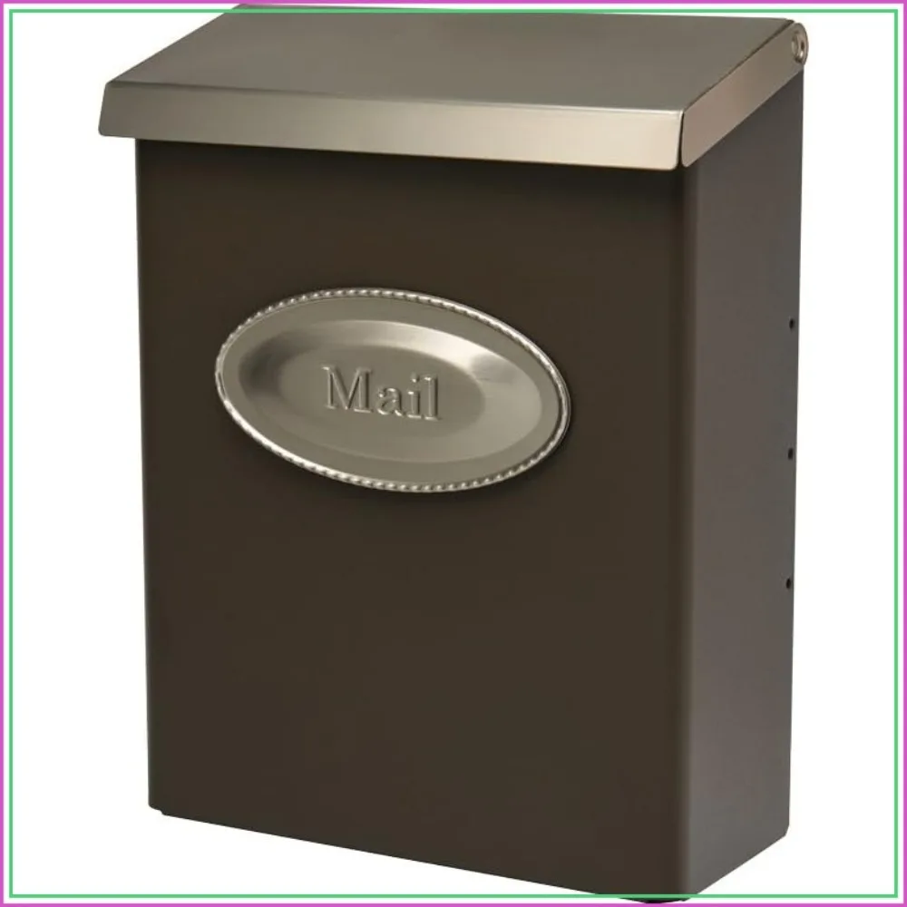 Locking Mailbox Bronze with Satin Nickel Trim, Weatherproof Metal, 9.7x4.4x12.6 Inches