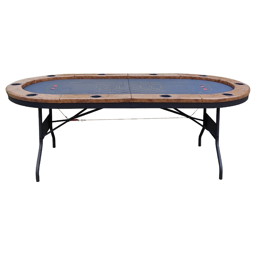 Top Sports Portable Foldable 10 Players Poker Casino Game Table for Family Office Game Room Includes Cushion Rail Mahjong