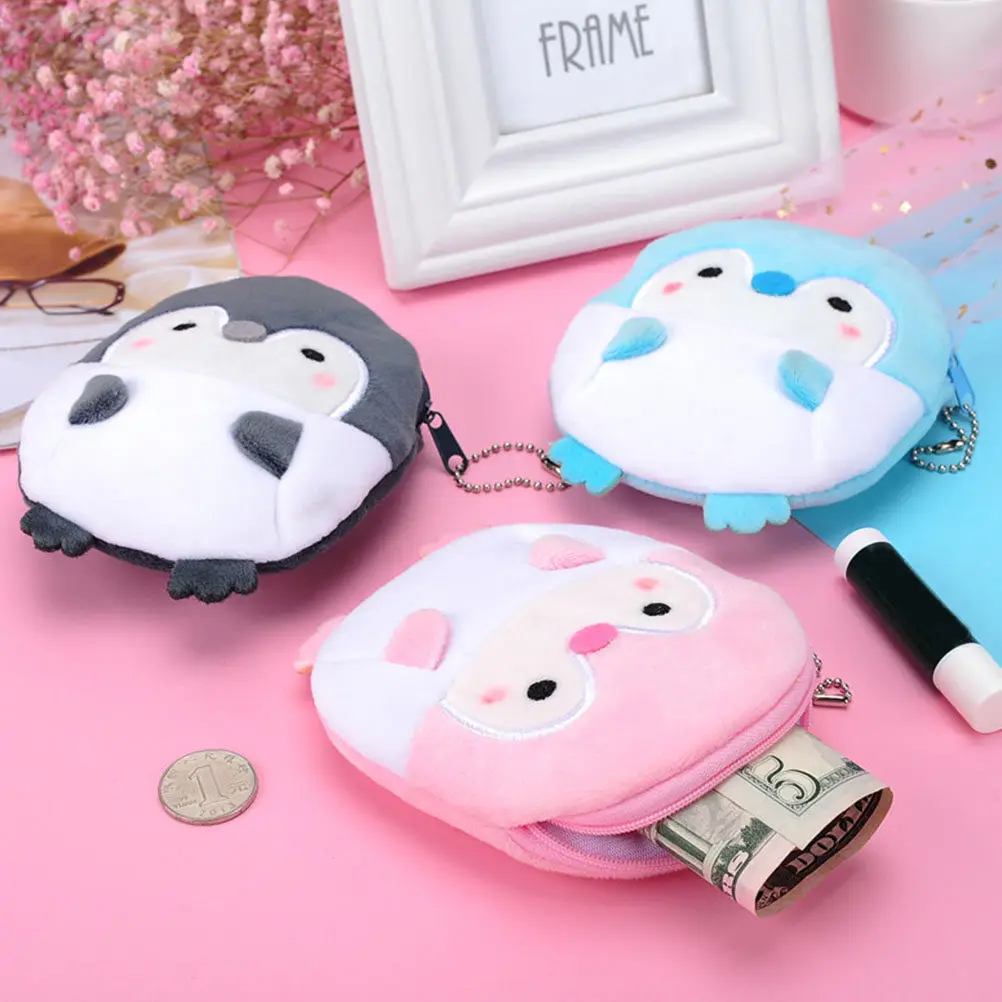 3pcs Penguin Coin Purse Set – Soft Lightweight Fabric Pouch for Coins, Keys, Earphones & Cables