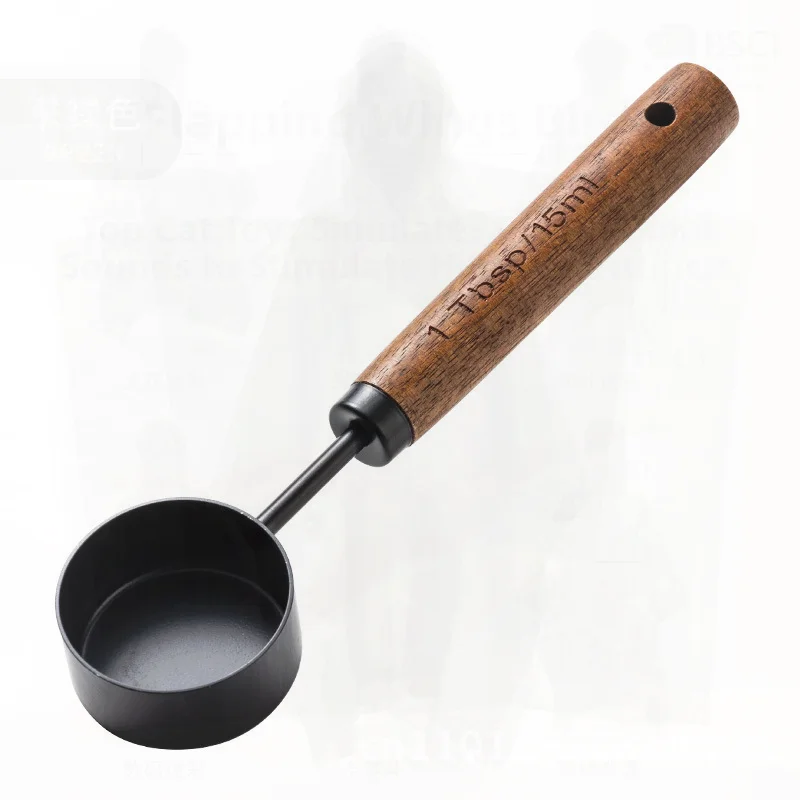 

Stainless Steel Coffee Powder Measuring Spoon 15ML Milk Powder Walnut Handle Quantitative Measurement for Coffee Beans And