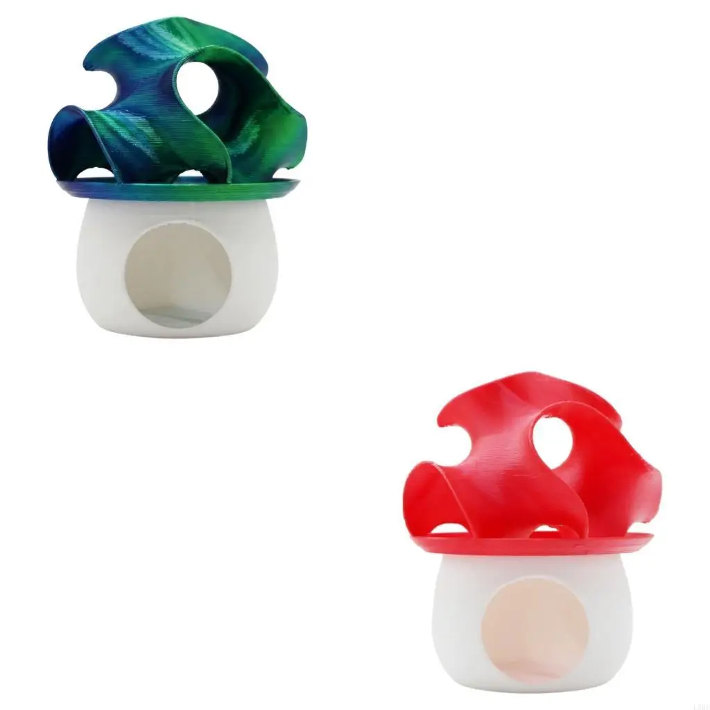 L9BE Mushroom House Cave Aquarium Ornament for Pet Fish and Shrimp, Multi-Opening Hideouts Place for Fishtanks Habitat Layouts