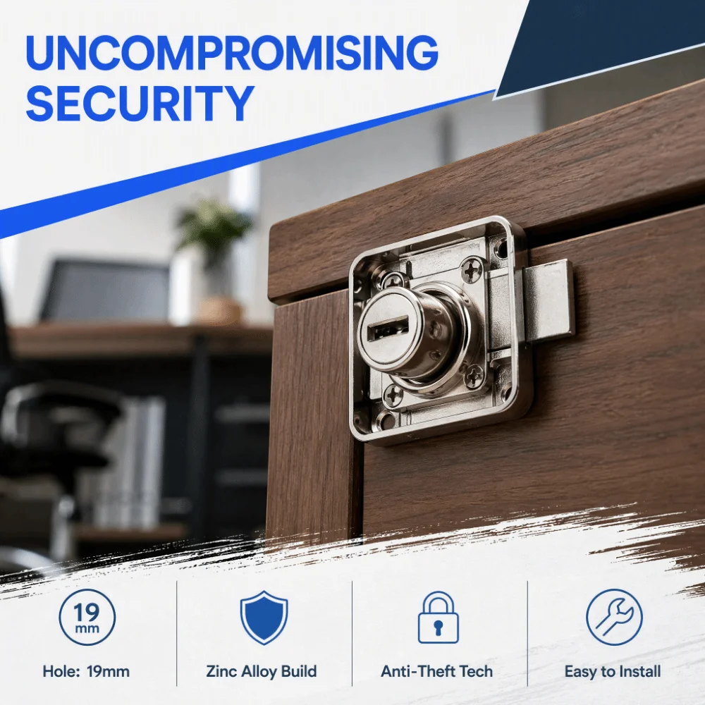 Durable Zinc Alloy Furniture Drawer Lock Security Reusable Cabinet Door Lock Deadbolt Cabinet Loc Household
