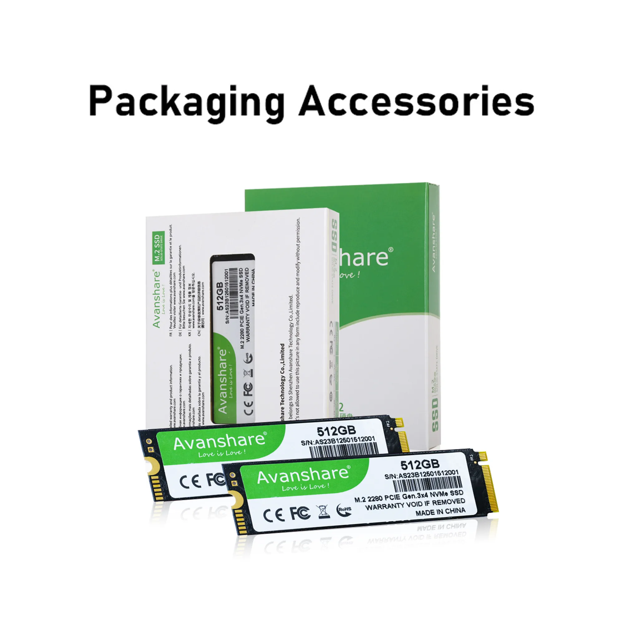 Avanshare SSD M.2 NVMe 128GB 256GB 512GB 1TB 2TB M2 NVMe PCIe3.0 M.2 2280 SSD Hard Drive Solid State Disk for Laptop Desktop