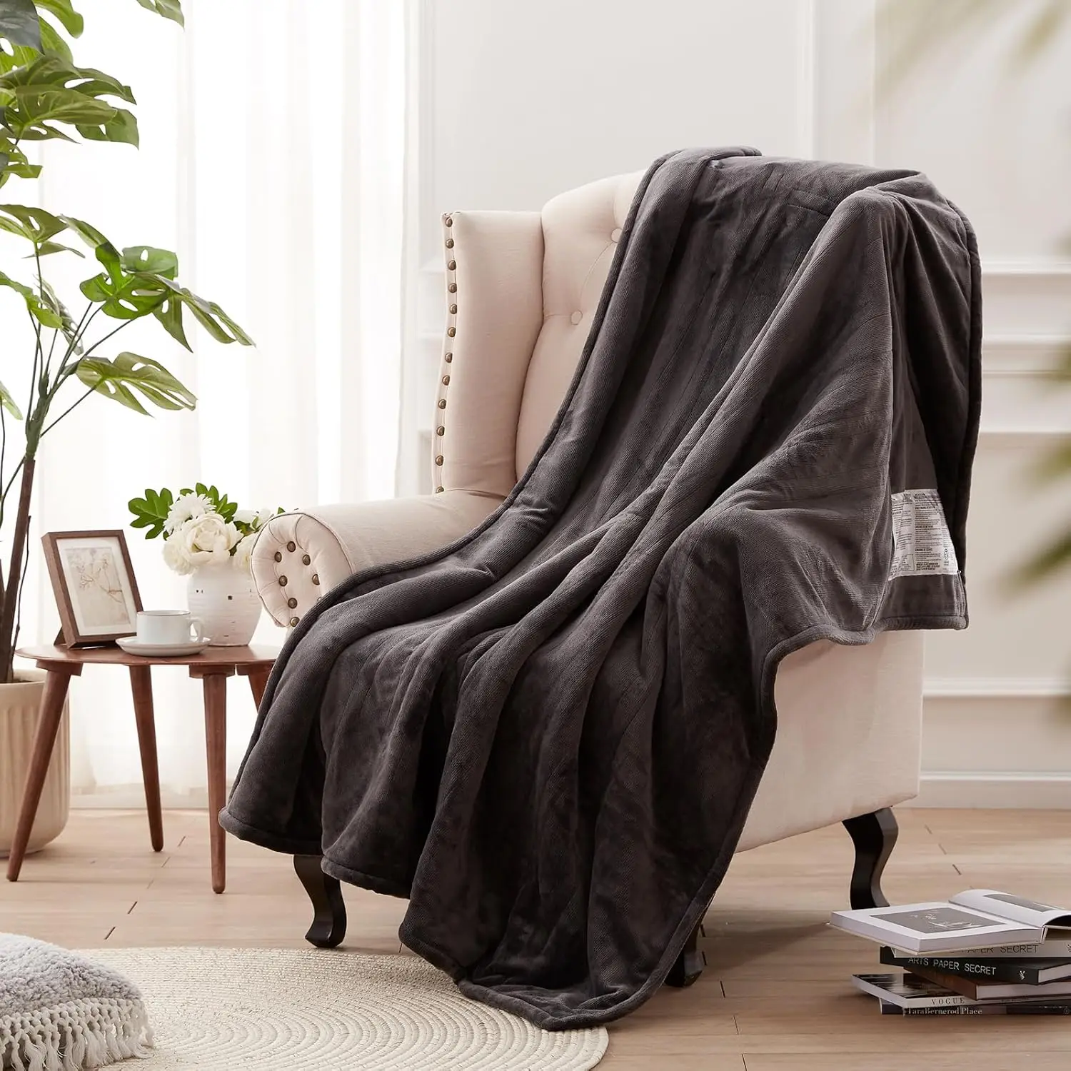

Electric Heated Throw Blanket with 6 Heat Levels, Timer, Overheat Protection, Machine Washable Flannel (50x60 Inches)