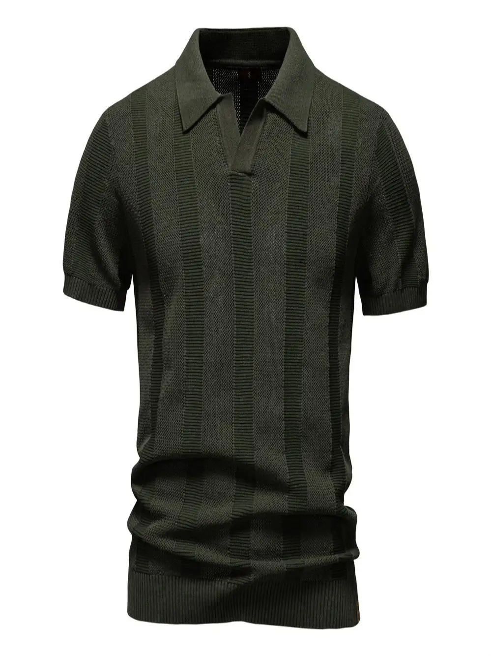

Men's ort Sve irt Striped Hollow out Design Summer Faion Casual Wear 00% Viscose Fiber Thi Thin Average