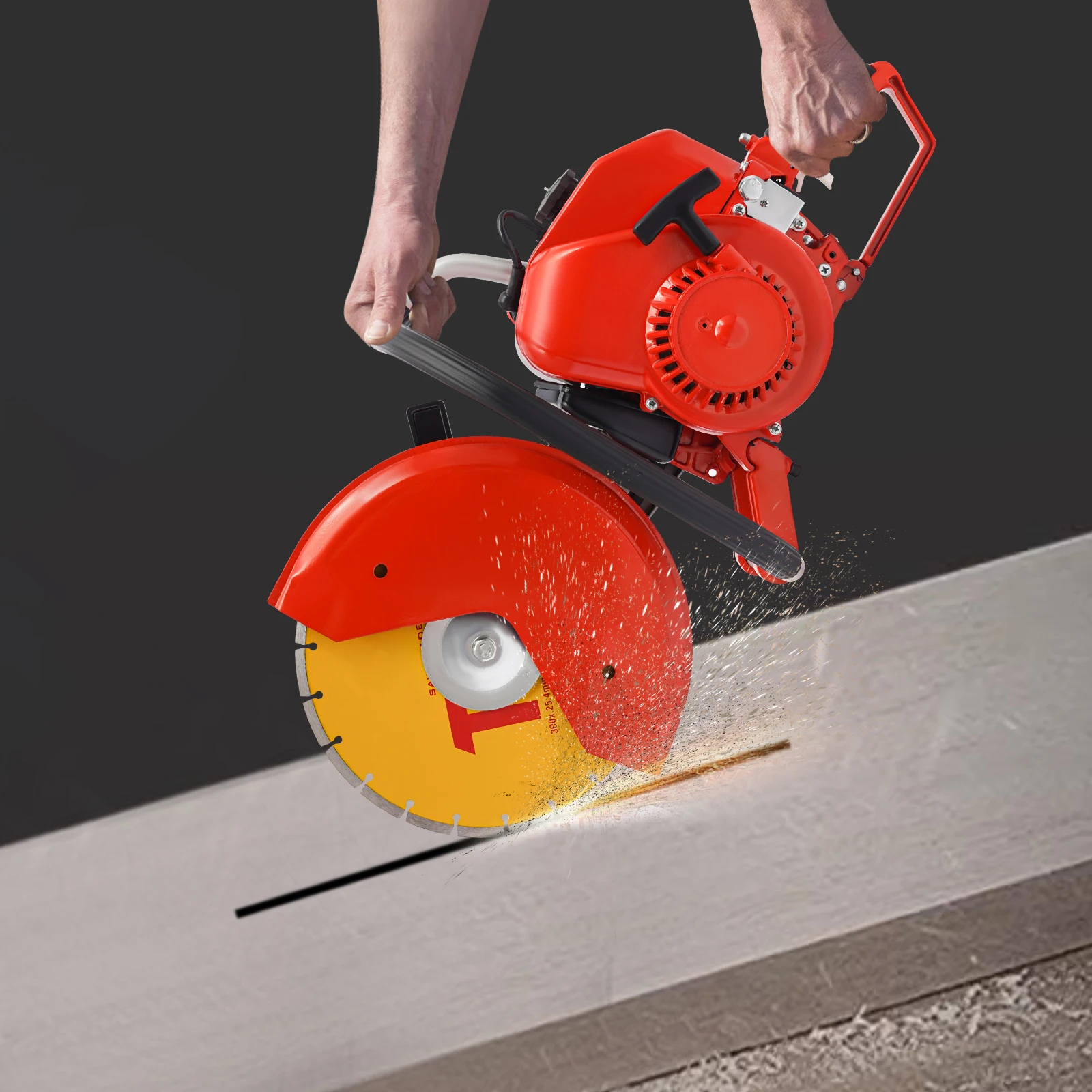 12Inch Gas Powered Concrete Cutter, Cut-Include Diamond Saw Blade with Tool Bag, Circular Saw for Concrete for Engineering