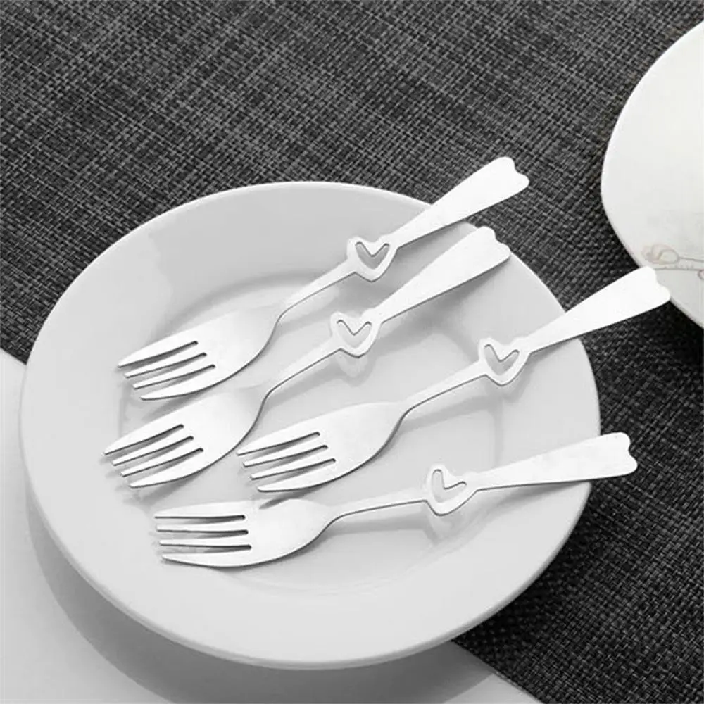 Smooth Edges Cute Stirring Scoop Kitchen  Tableware Heart-shaped Spoon Fork Stainless Steel 410 Mirror Polishing Process 12g