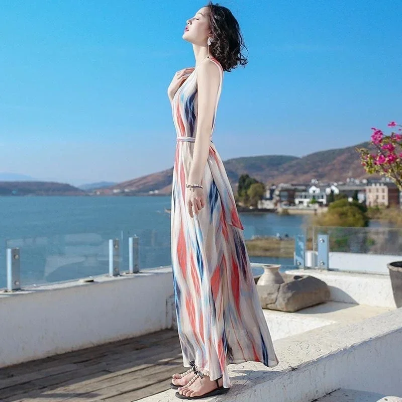 Robes Maxi en Satin de soie pour femmes, longue robe de plage en mousseline de soie, vêtements Boho, Promotion coton Xxl, sensuel, Sexy, tendance, Y2k, 2024