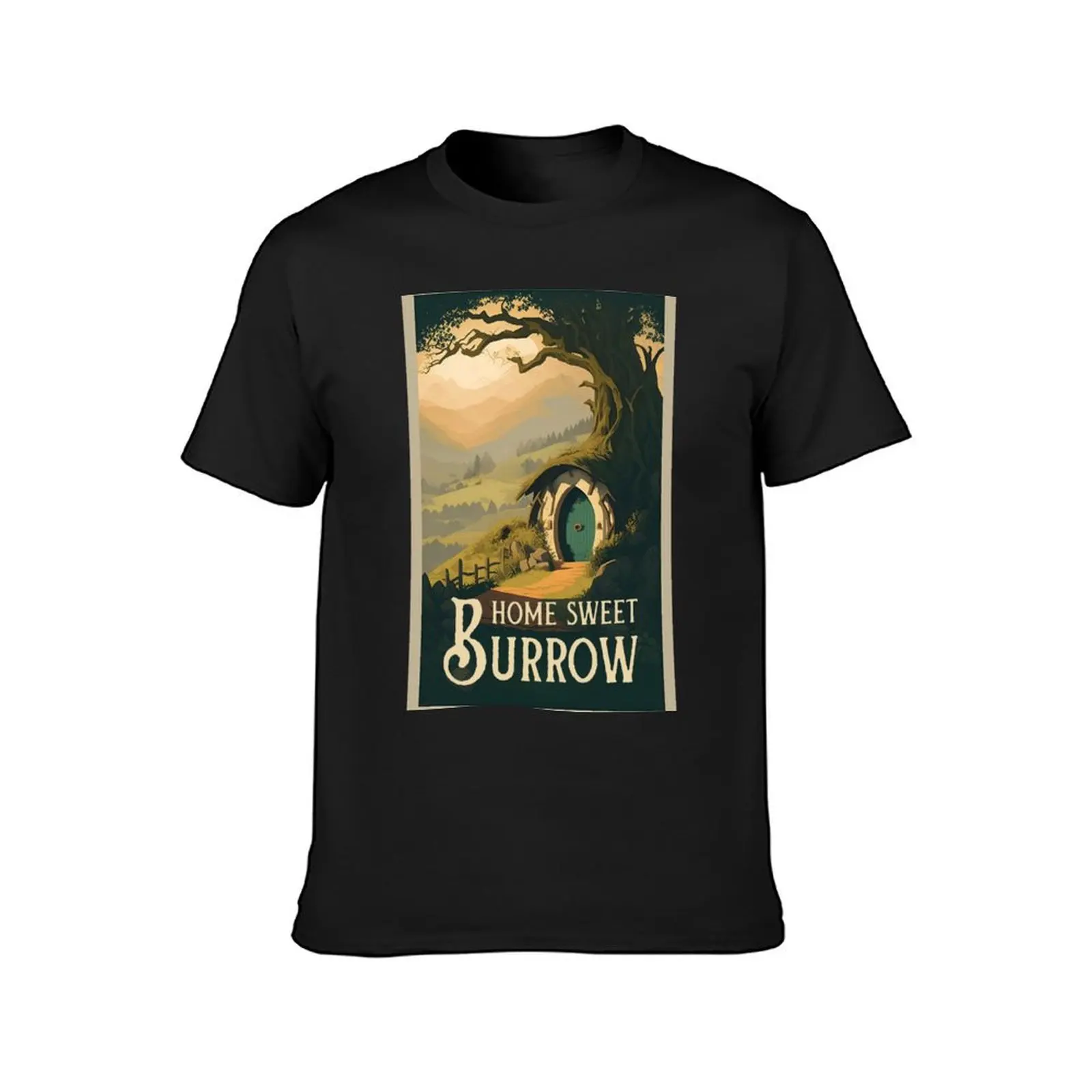 Home Sweet Burrow - Round Doors - Halfling Hole III - Fantasy Funny T-Shirt new edition plus sizes mens plain t shirts