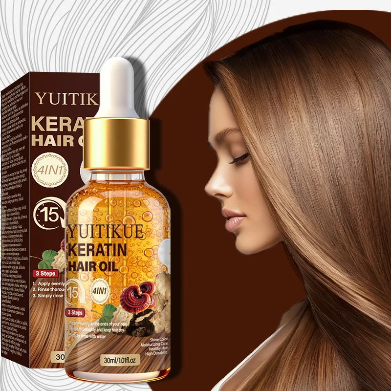 YUITIKUE 4-in-1 Keratin Hair Oil | 15-Minute 3-Step Treatment For Shiny, Moisturized & Healthy Hair 30ml