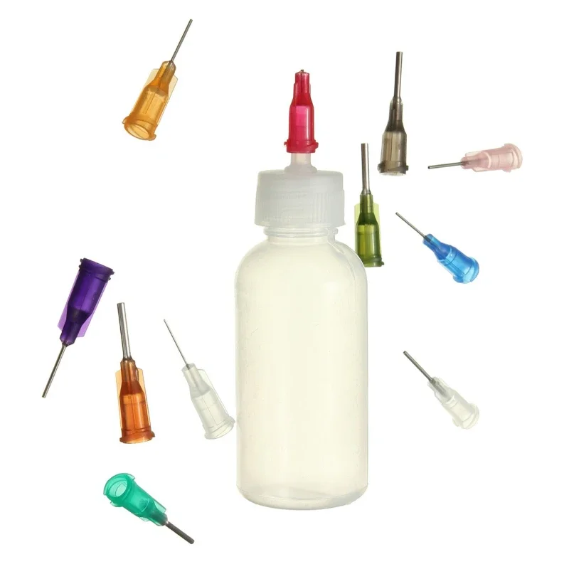30ml/50ml Transparent Polyethylen Nadel Spender Abgabe Flasche für Rosin Solder Flux Paste + 11 Nadeln Werkzeuge
