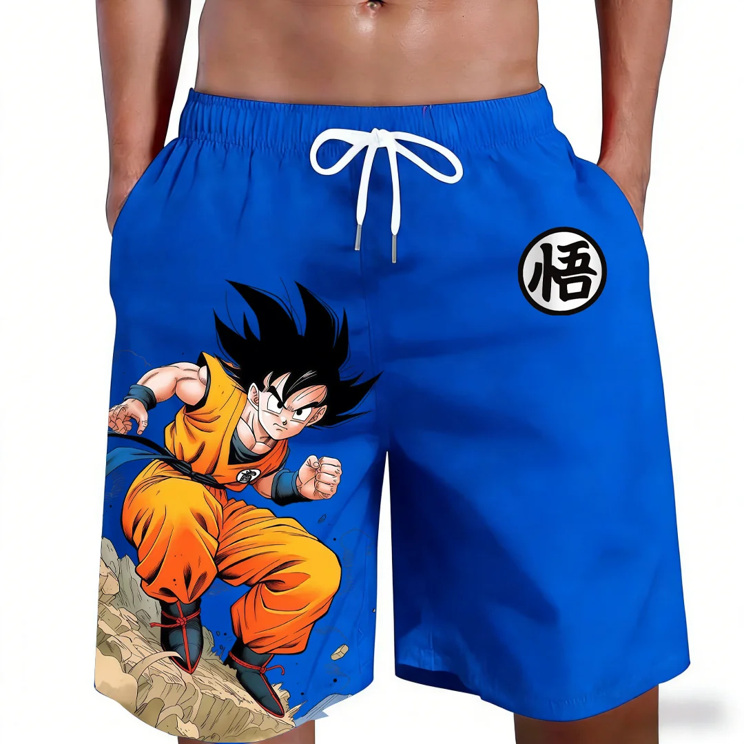 2026 Neu Heißer Verkauf Dragon Ball Goku Kanji Symbol Anime Print Strandshorts Lässige Lockere Familien-Partnerlook Outfits Sommer Schnelltrocknend