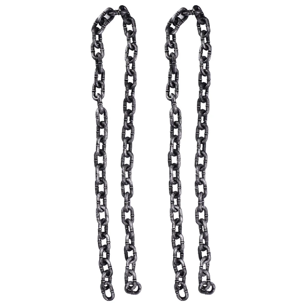 2 Pcs Simulation Big Iron Chain The Halloween Props Plastic Links Decor Decorate Pp Fake Costume