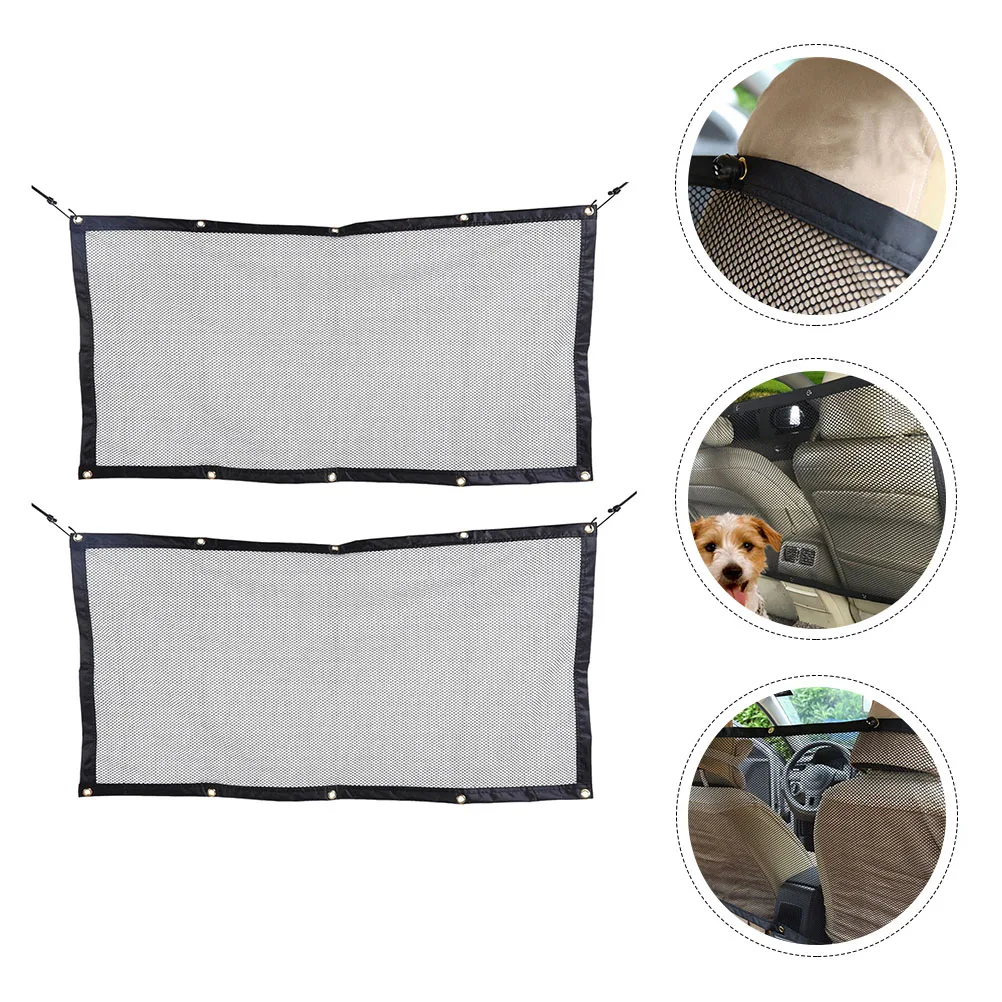 

2 Pcs Protection Pet Car Vehicle Net Dog Backseat Barrier Black Oxford Cloth Child