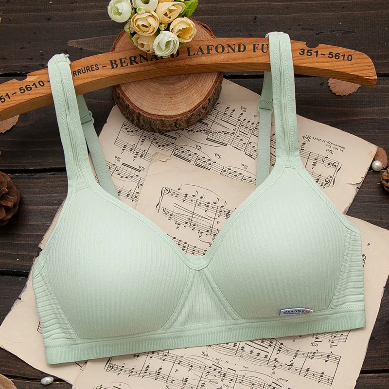 2023 Simple Cotton Girl Bra Underwear Student Bra Teen Girls Thin Section Without Steel Ring Comfortable Bra