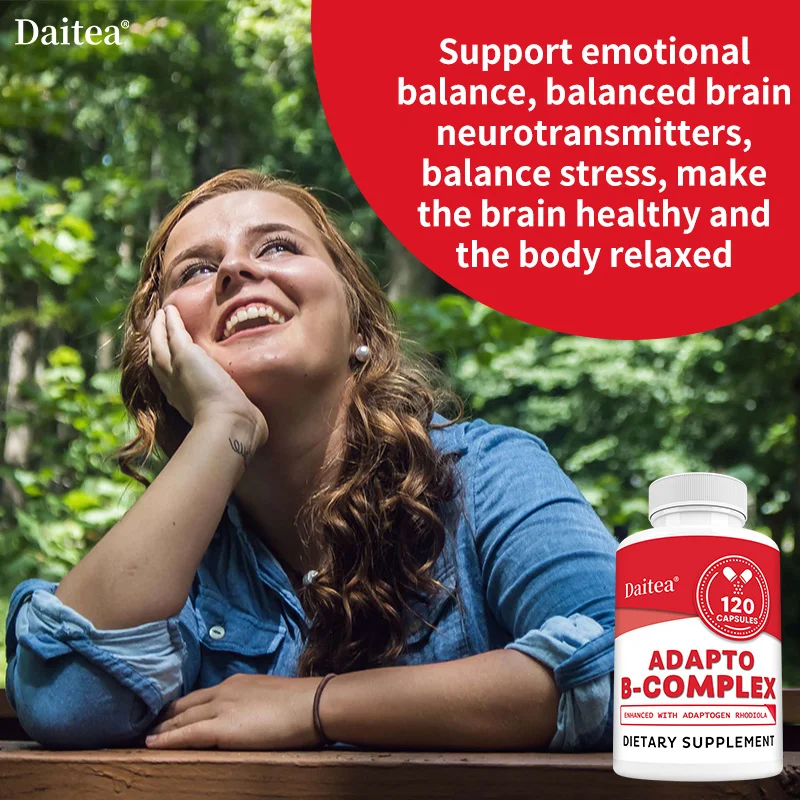مجمع Adapto B - غني بفيتامينات B، يعزز الطاقة، المناعة، والإدراك، والمزاج، ويعزز البشرة الصحية، 120 كبسولة