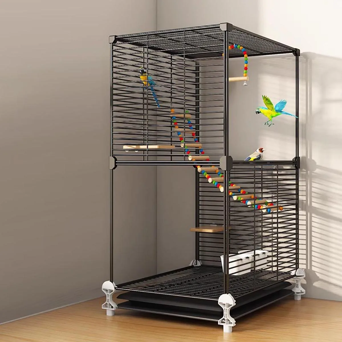 Jaula para pájaros Myna, jaula especial para morder, pájaro de Acacia y Fénix negro, comida antisalpicaduras, jaula grande para pájaros de hierro para el hogar