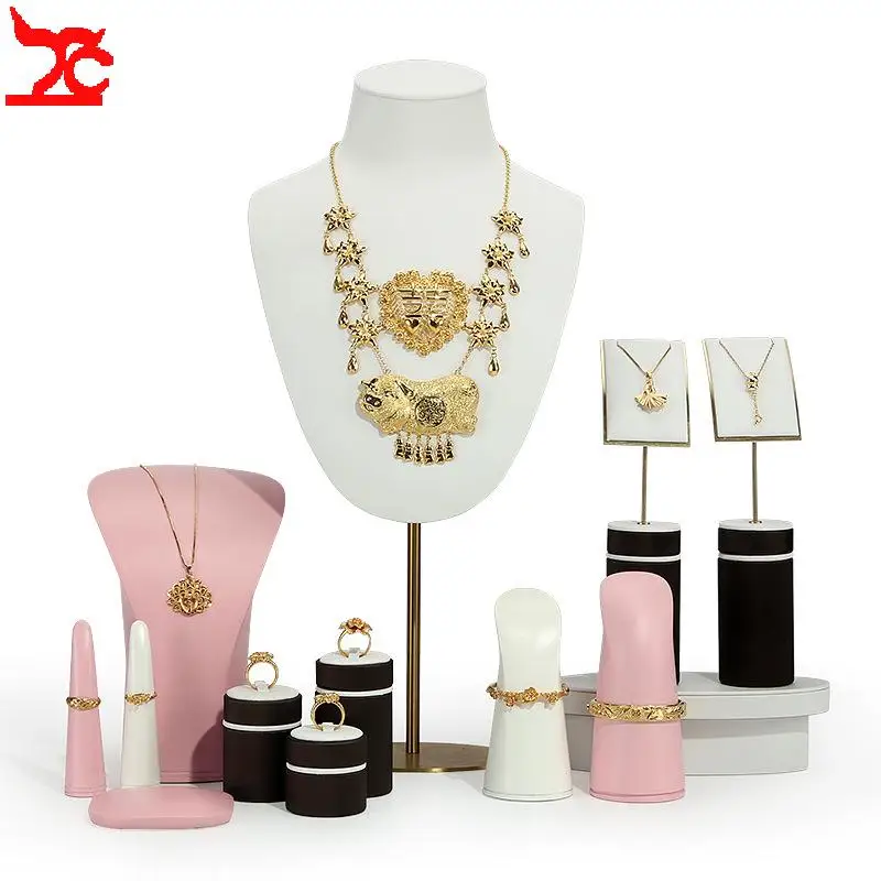 Jewelry Store Window Counter Display Rack Exhibitor Set Jewelry Organizer Necklace Ring Bracelet Storage Holder Pink Available