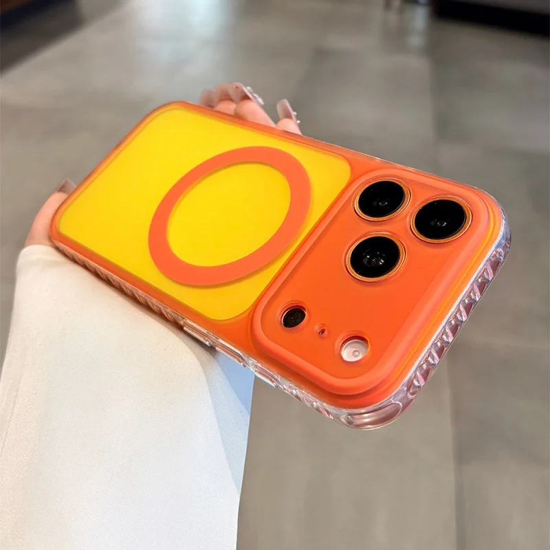 Luxuriöse Laser-Aurora-Gradienten-Handyhülle für Magsafe für iPhone 18 15 16 17 Pro Max, magnetische kabellose Ladehülle mit hartschalenförmigem Bumper.