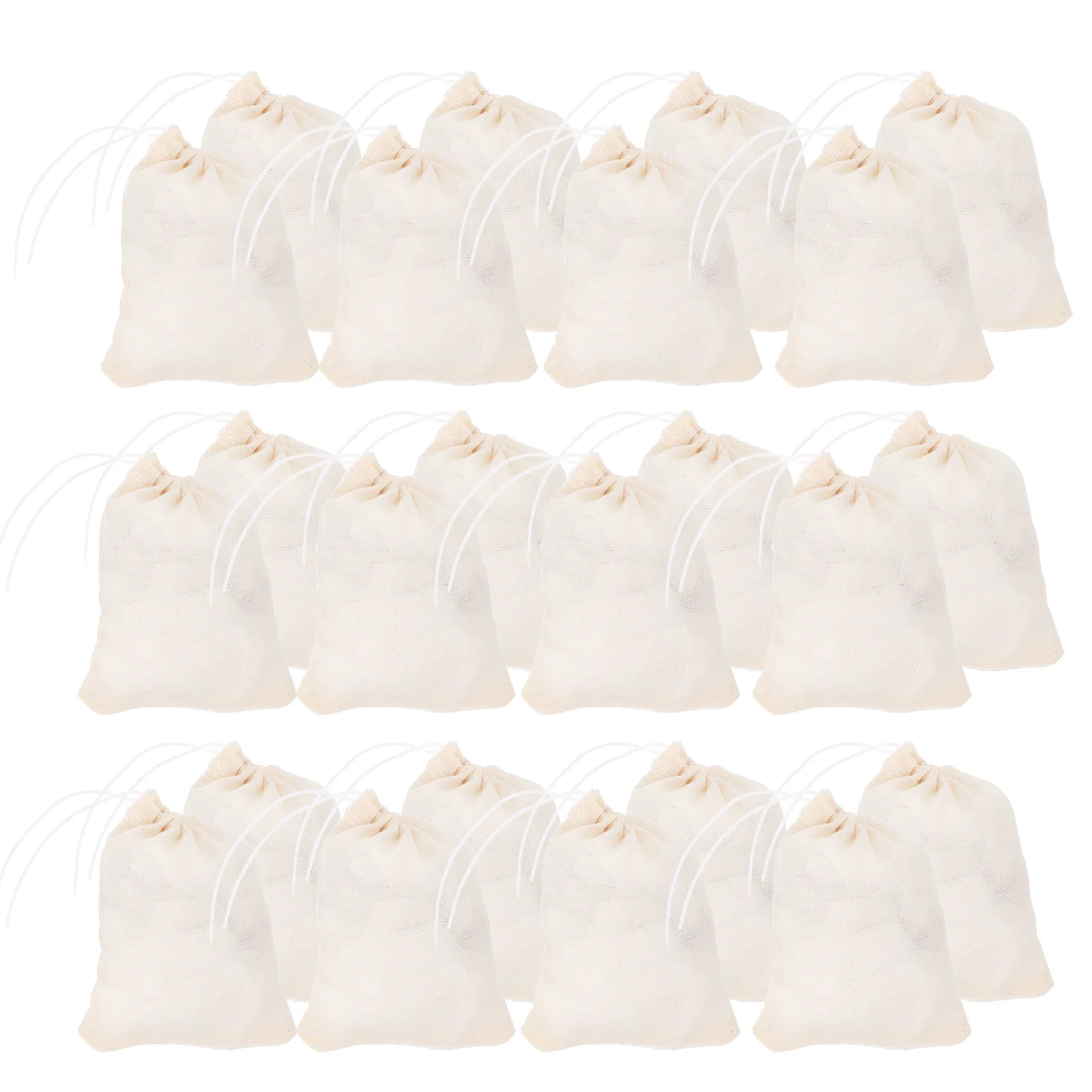 

60pcs Herbal Decoction Bags Cotton Drawstring Burlap Pouches Reusable Tea Sachets Cooking Soup Strainer Muslin Cloth Bag