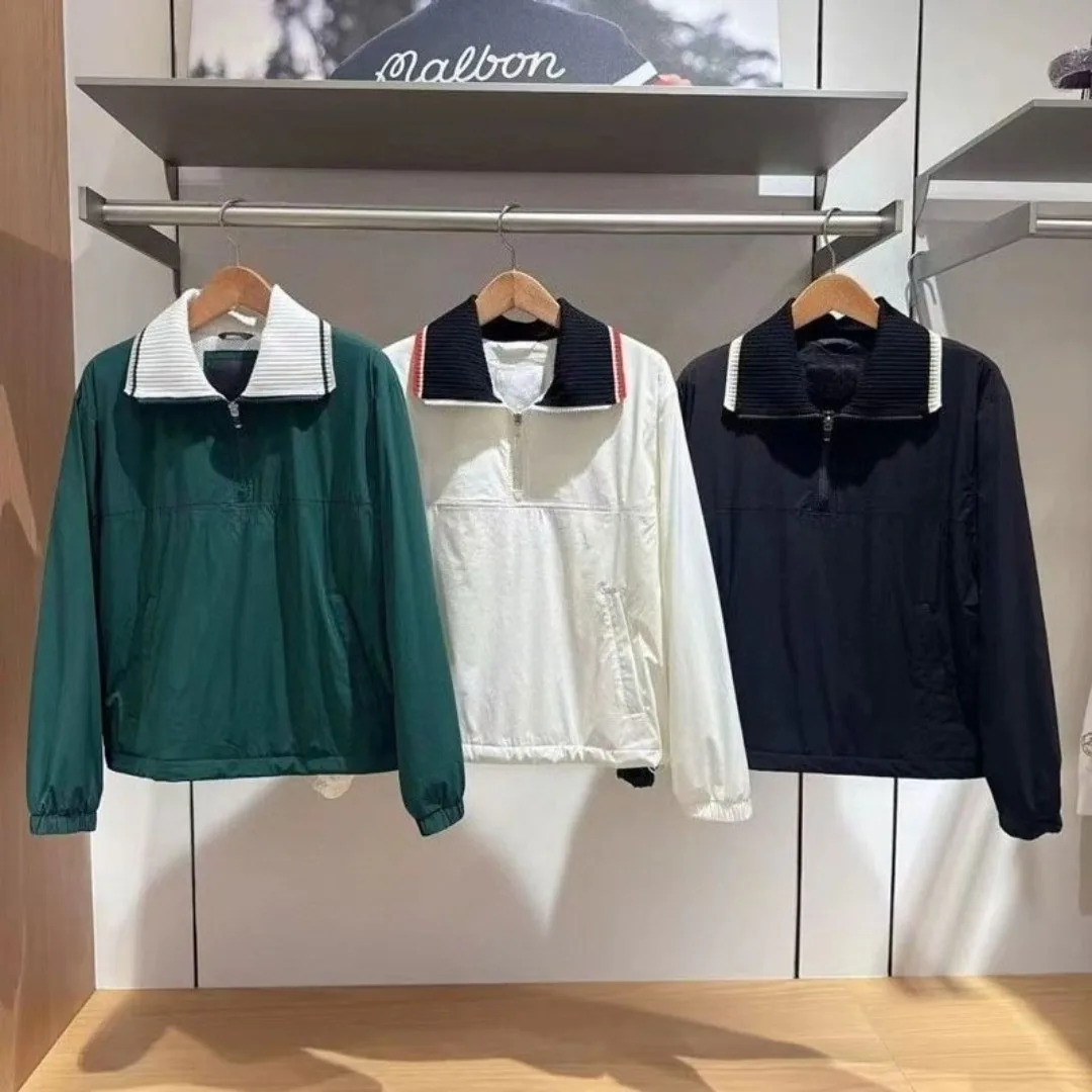 Women's Golf Sweatshirt 2026 Fall New Korean Style Large Lapel Collar Long Sleeve Slim Fit Casual Versatile Soft Breathable