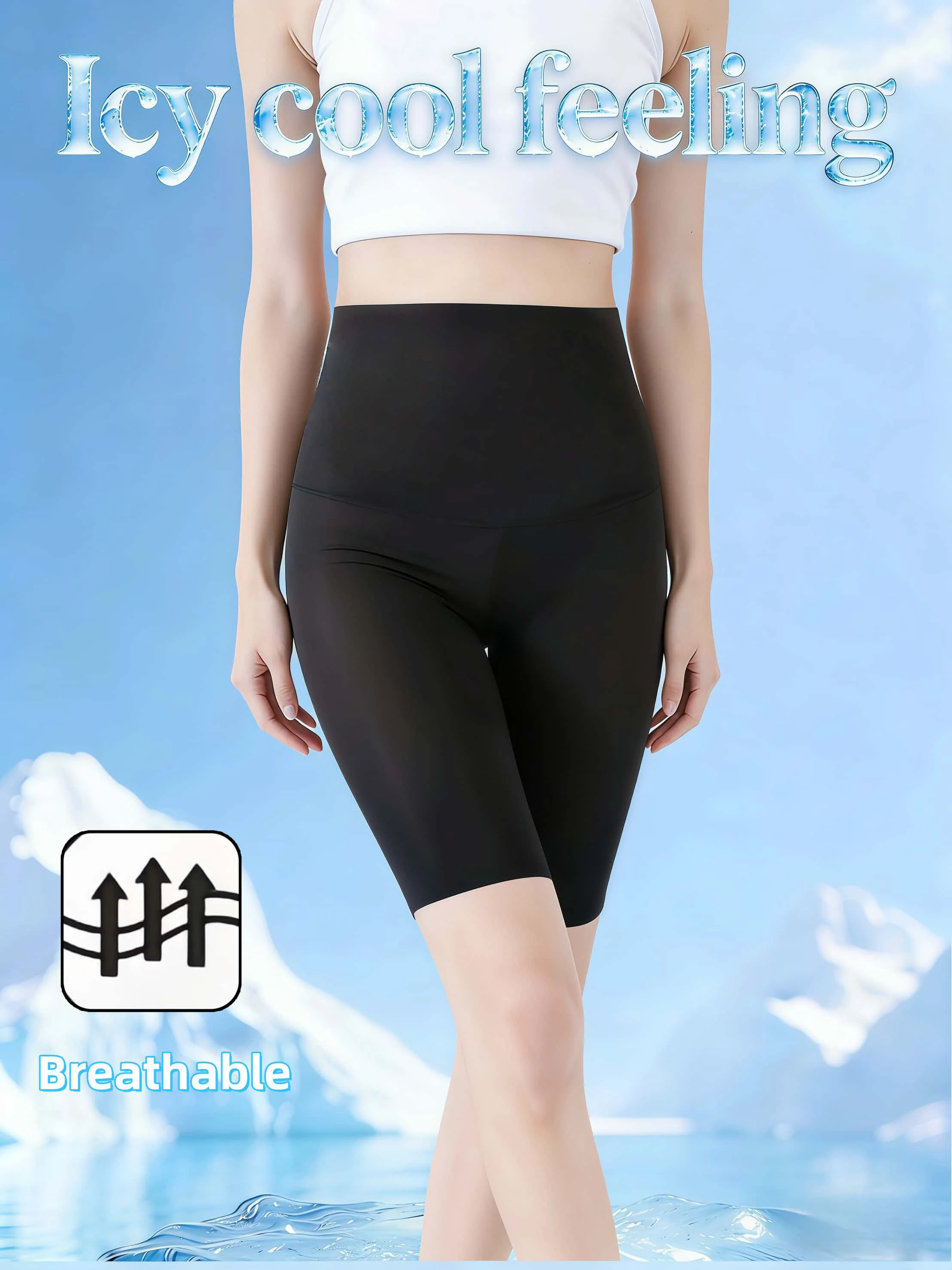 Women's Icy Cool High Waist Seamless Yoga Biker Shorts Fashionable Comfortable Breathable Perfect for Yoga Cycling Outdoor Wear
