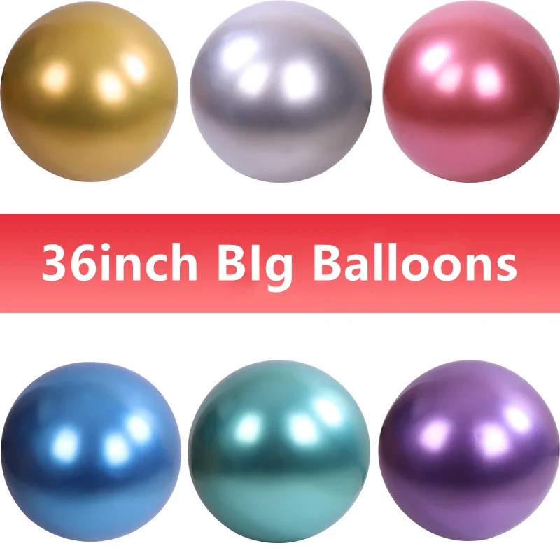 

10pcs 36 inch Metallic Round Latex Balloons Gold silver Chrome large Balloon Birthday wedding decoration Globos Party Supplies