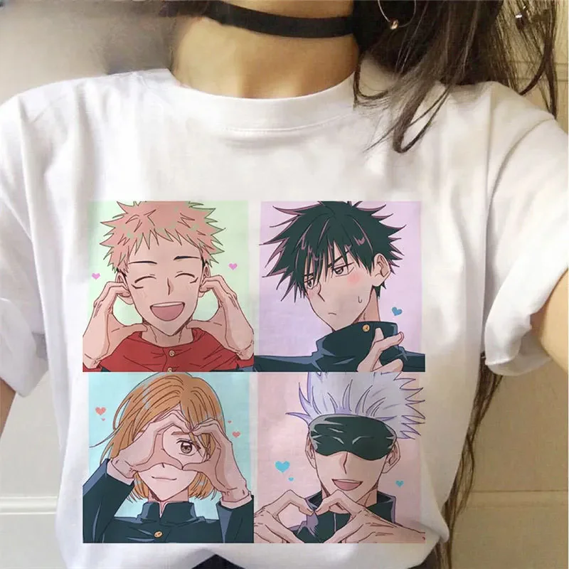 Jujutsu Kaisen Graphic Tees Women Kawaii Summer Tops Cartoon Cotton T-shirt Harajuku Hot Japanese Anime Ulzzang T-shirt Female