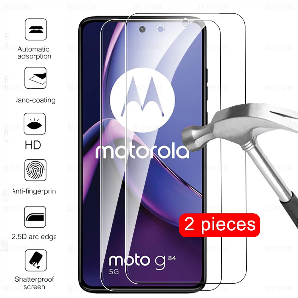 

2 Pcs For Motorola Moto G84 5G Glass Screen Protector Moto Rola MotoG84 G54 G34 G24 Power G14 G04 4G HD Tempered Protective Film