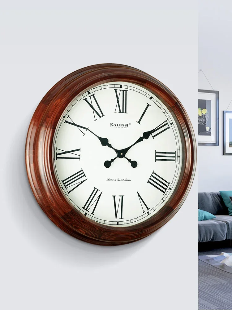 Super Large Wall Clock Retro Solid Wood Living Room Creative Mute Clocks Nordic Big Wall Watches Home Decor Home Decoration Gift