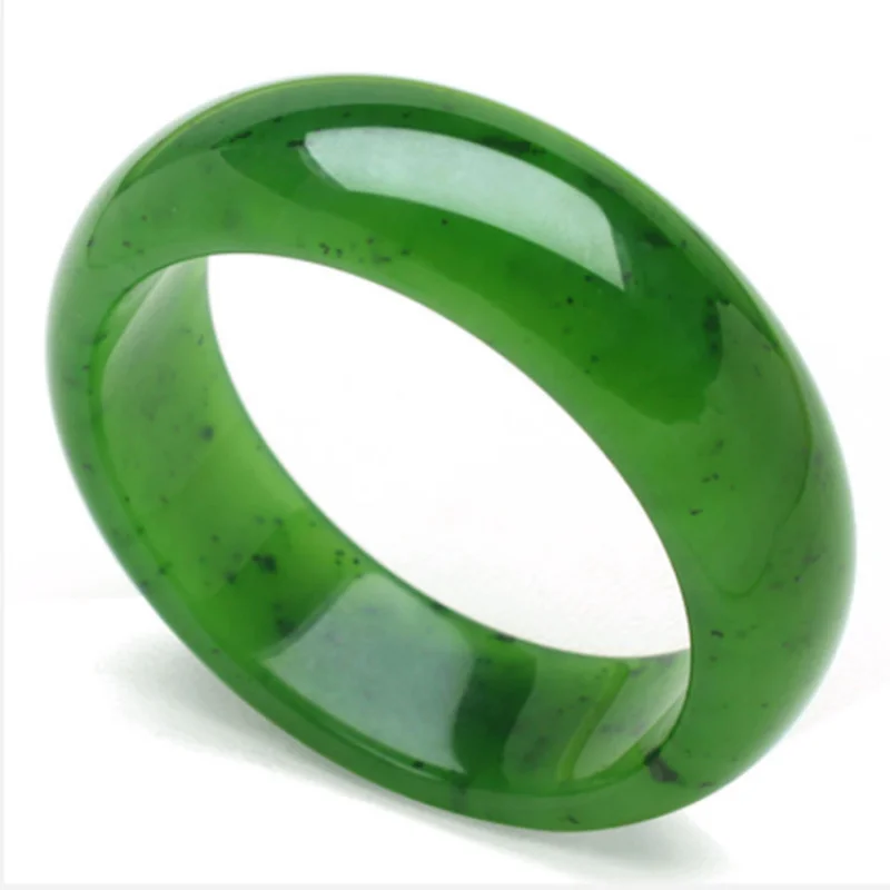 Hotan , Jadeite Spinach Flat Round Jade Bracelet, Emerald Green