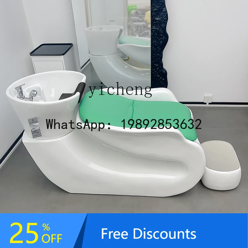 AA  new barber shop shampoo bed ceramic deep basin hair salon special hair salon semi-reclining fiberglass flushing bed