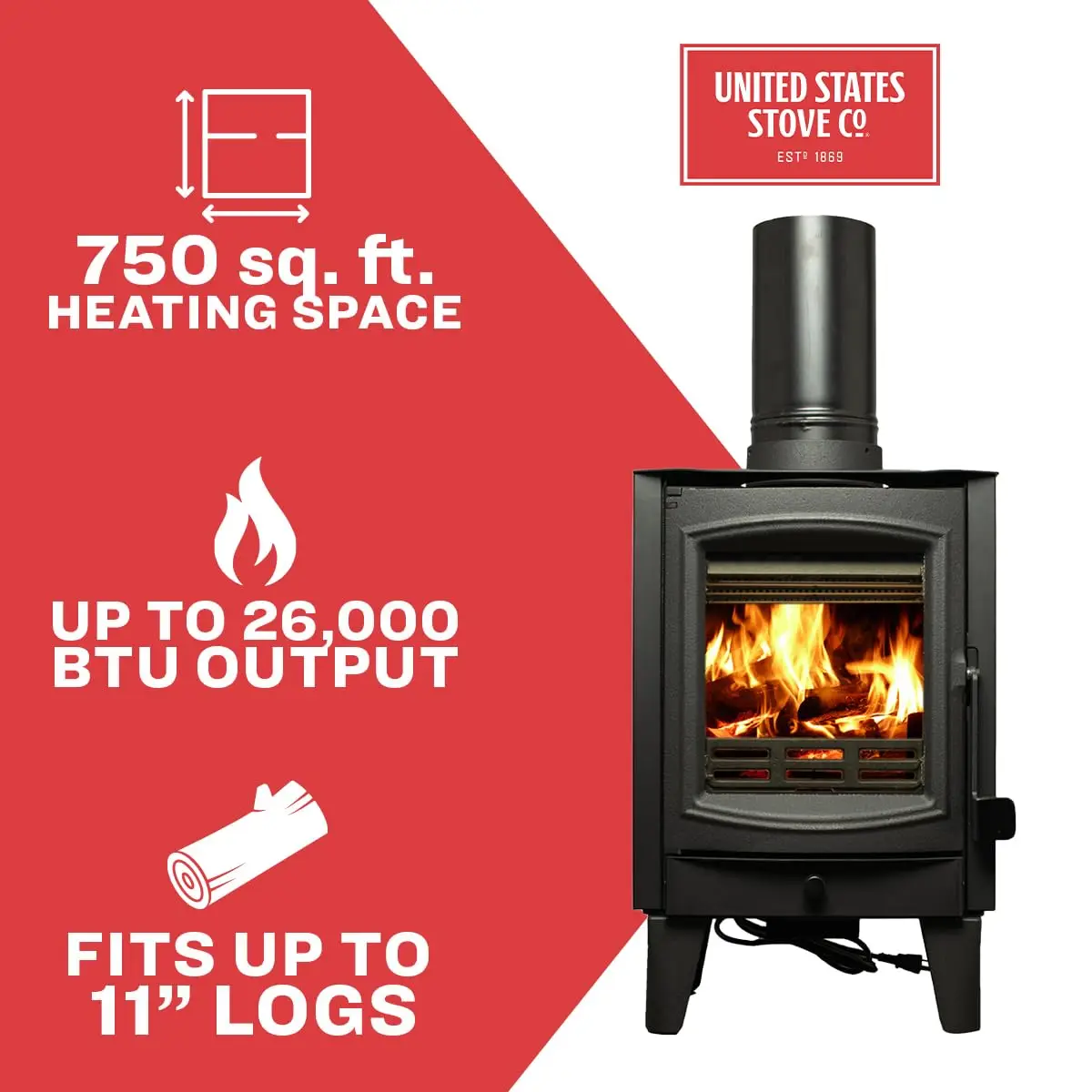 US STOVE 750 SQ FT STOVE, 75% EFFICIENT