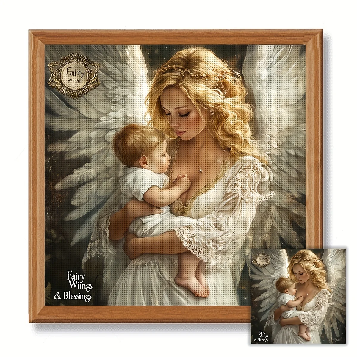 Vollstickerei mit Öko-Baumwollfaden 11CT Bedrucktes The Angeln Family Kreuzstich-Set Kunst 40x40cm – Detail 2