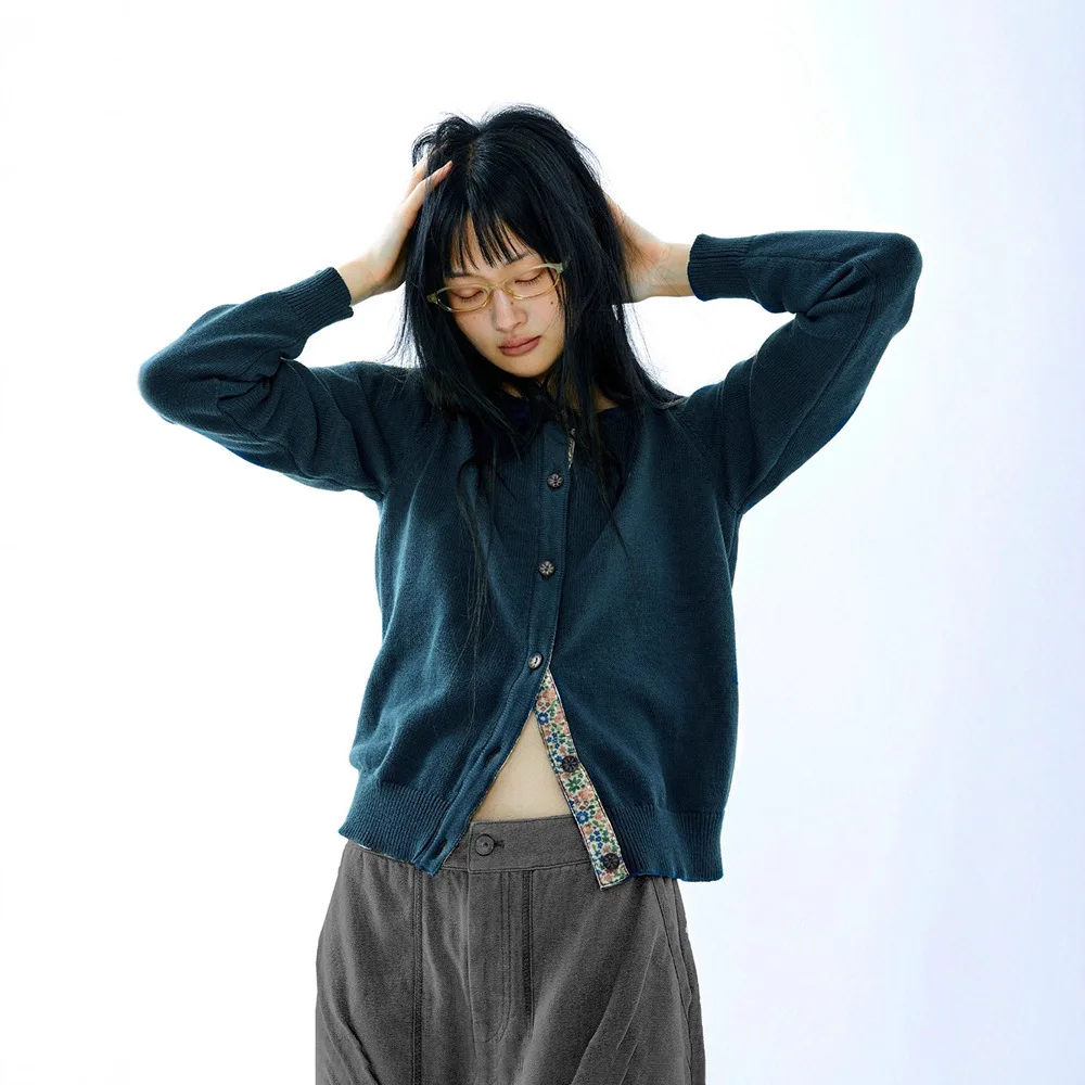 

Женский свободный вязаный длинный кардиган све из чистого хлопка, осень 2024, базовое пальто без рукавов, повседневное удобное однотонное пальто с цветочным принтом