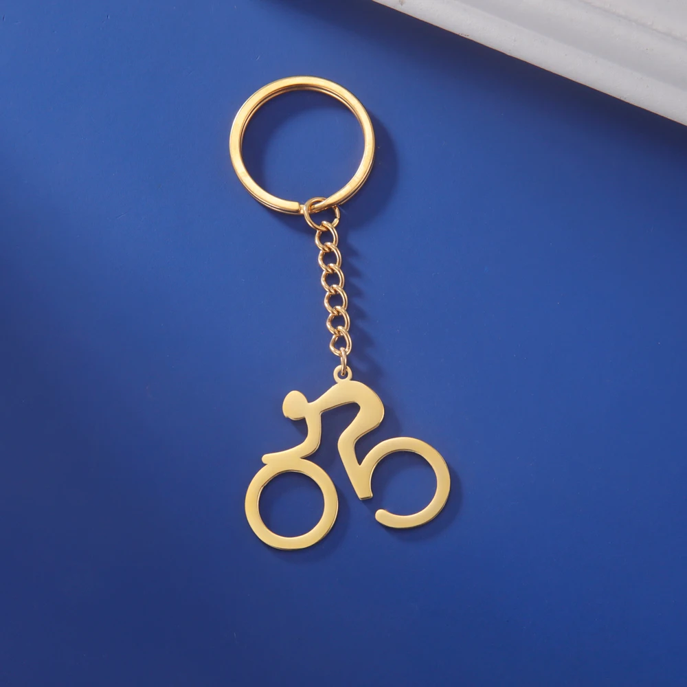 Cooltime Bike Bicycle Keychain Metal Key Chains for Men Sports Cycling Riding Key Rings Stainless Steel Keyring Jewelry Gift