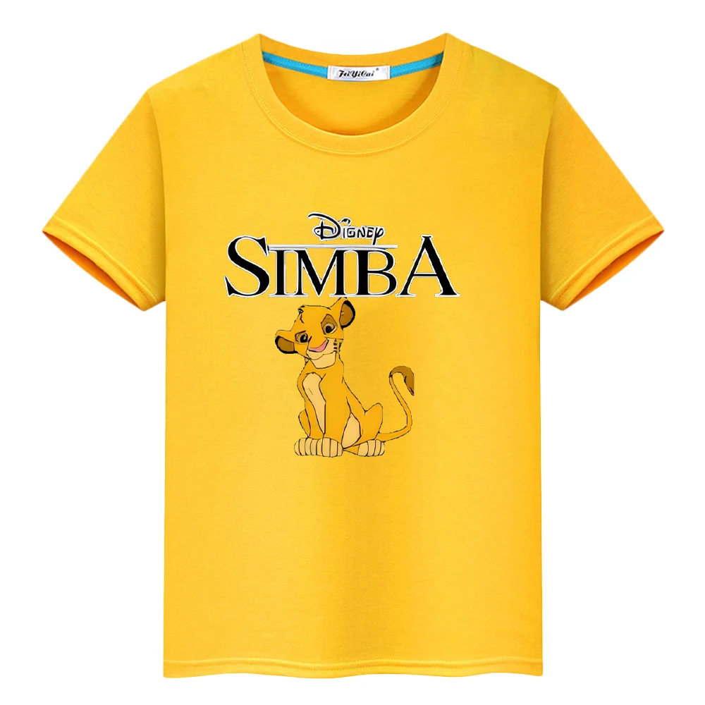 

The Lion King 100%Cotton t shirt for kids boy 10year anime Tops y2k one piece Disney Print Kawaii Short pride tshirt girl clothe