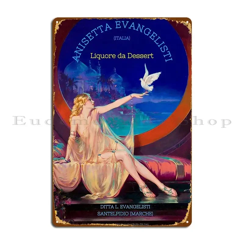 Letrero Metálico con Diseño de Licor Italiano con Sabor a Anís, Decoración de Pared, Impresión para Bar, Garaje, Letrero de Metal, Póster