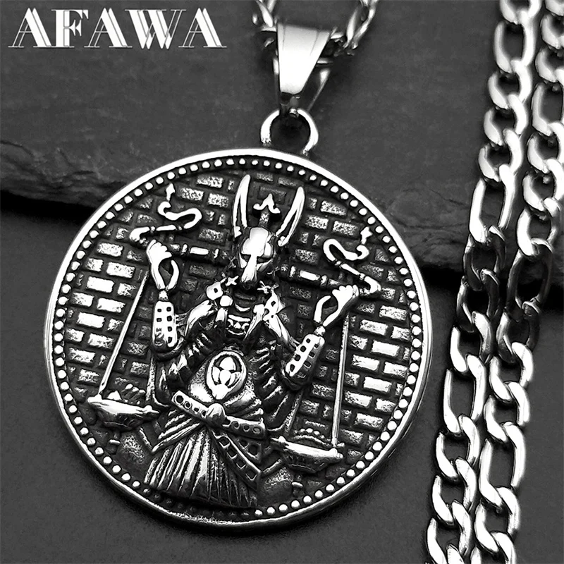 

Vintage 316L Stainless Steel Ancient Egypt God of Death Anubis Pendant Necklace For Women Men Mythology SiLver Color Jewelry