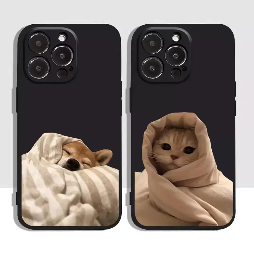 Funny Cat Pet Dog Couples Phone Case for IPhone 11 12 13 14 15 16 Pro MAX SE2 X XS MAX 7 8 Plus Soft Silicone Back Covers Fundas