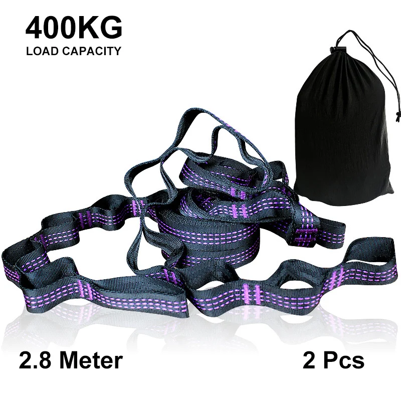 2PCS Adjustable Hammock Straps with Buckle Loops 400KG Bear Capacity Outdoor Tree Hanging Aerial Yoga Hammock Strap Rope Belt